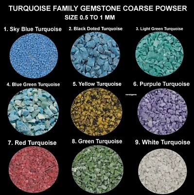 Crushed Turquoise Gemstone Coarse 0.5-1 MM Stone Powder, Healing Stone Powder - Image 1 of 4