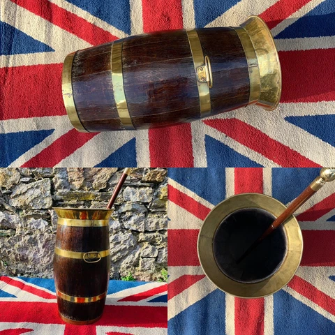 Superb 19thC Solid Oak Coopered Naval Barrel Stick or Brolly Stand Cover