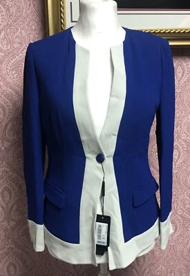 WOMEN ROYAL BLUE EMPORIO ARMANI BLAZER JACKET SIZE IT 44 UK 12 RRP £525 BNWT - Image 1 of 4