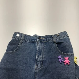South Agsard Shorts Girls Size Large High-Rise w/ Teddy Bear Pins Fashion Jean - Picture 1 of 13