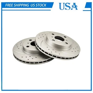 2x Front Drilled Brake Rotors For Chevrolet Prizm 1998 1999 2001 2002 31056 - Picture 1 of 10
