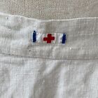 Red Cross White Apron French WWII Cotton Kitchen Wear 1930s-40s French Workwear