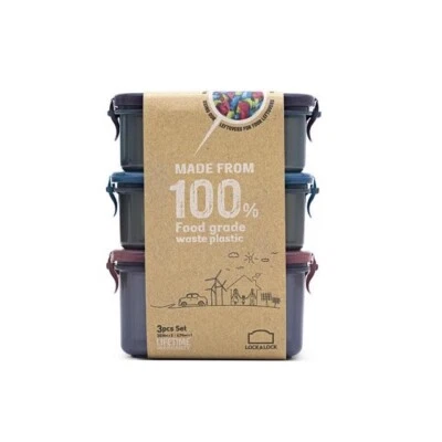 LocknLock Eco Food Storage Container, Set of 3 + Lids Rectangular Container  😊 - Image 1 of 4
