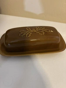 Casa Cristina Oro Covered Butter Dish Brown Ceramic - Picture 1 of 4