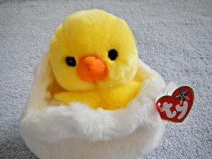 VINTAGE TY BEANIE BUDDY - EGGBERT - YELLOW CHICK - BABY CHICKEN IN AN EGG SHELL - Picture 1 of 11