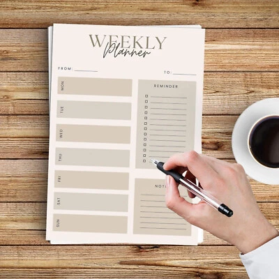 Weekly Planner Notebook A4 Size 50 Sheets To Do Food Meal List Organiser - Image 1 of 4