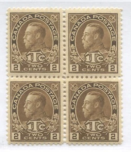 Canada KGV 2 cents plus 1 cent War Tax stamps block of 4 mint NH - Picture 1 of 1