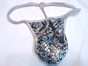 Men's BRAZILIAN G String Thong Bikini Beach Lingerie Underwear SATIN PYTHON - Picture 1 of 3