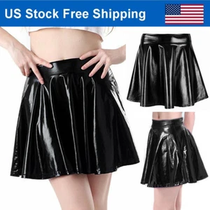 Girls Metallic Mini Pleated Flared Skater Skirt School Dance Scooter Skort Skirt - Picture 1 of 9