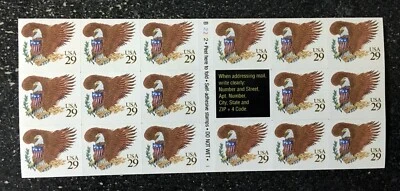 1992EUA #2595a 29c Eagle & Shield marrom - livreto de 17 em perfeito estado - Imagem 1 de 2