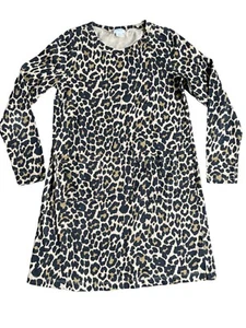 Abito girocollo bambina 12 stampa leopardata leggero manica lunga tasche - Foto 1 di 7