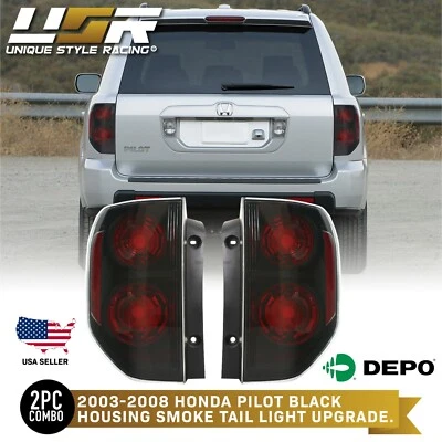 DEPO JDM Black/Smoke Rear Left + Right Tail Lights Lamps For 2003-08 Honda Pilot Foto 1 de 4
