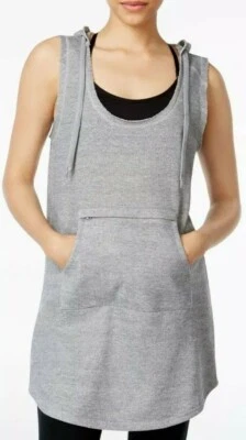NEW JESSICA SIMPSON THE WARM UP SLEEVELESS HOODED SWEATSHIRT TANK HOODIE GRAY XS - Image 1 of 2