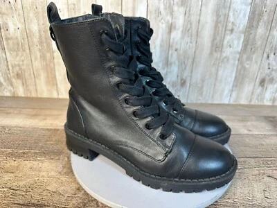 Bershka Women’s Combat Boots Black Leather Size EU 37 US 6.5/7 - Image 1 of 4