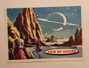 1958 Topps Space Cards Target Moon #83 VISTA DI SATURNO, Indietro: Colore Salmone - Foto 1 di 14