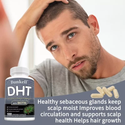 Haarausfall DHT Blocker 120 Kapseln Biotin Sägepalme Vegan Gesundes Starkes Haar - Bild 1 von 4