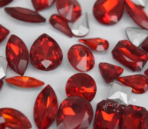 Gemischte Formen Größen Kristall Rot Rot Strass Fassungen Aufnähen Kristalle Glas - Bild 1 von 4