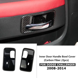 Carbon Fiber Style Door Handle Bowl Cover Trim For 2008-2014 Dodge Challenger - Picture 1 of 6