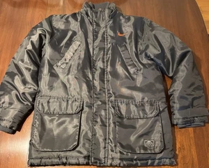 Vintage Nike Black and Orange Winter Jacket Double Zip Men’s Large Y2K Retro - Picture 1 of 10