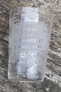 JOLI VERRE ANCIEN GRAVÉ SOUVENIR DE LA ST LAURENT 2 AOÛT 1930 - Imagen 1 de 8