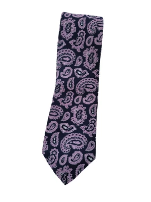 Corbata Roundtree and Yorke delgada 60"x3" 100% seda patrón paisley con azul Foto 1 de 4