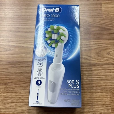 Oral-B Pro 1000 перезаряжаемый белый зубная щетка 3D крест совершенно новый запечатанный! - Изображение 1 из 4