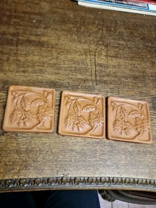 3 Decorazioni Murali Altorilievo Rosone Ramo di Quercia Terracotta 10x10 SB2  ^ - Imagen 1 de 4