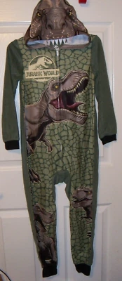 恐龙侏罗纪服装类型长一件拉链睡衣 PJ 套装男孩 6 / 7 全新带标签 — 第 1/2 张图片