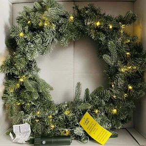 Corona Floccata 24" Da Casa Riflesso USB Cambia Colore Luci LED Natale - Foto 1 di 4