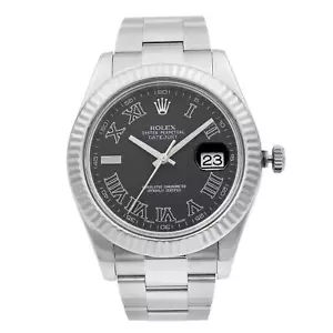 Rolex Datejust II 116334 Steel 18K Gold Dark Gray Roman Dial Automatic Watch - Picture 1 of 6