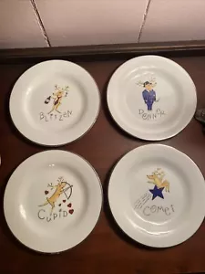 4 Pottery Barn Reindeer Dessert Plates Collector's Edition 8.5” - Picture 1 of 6