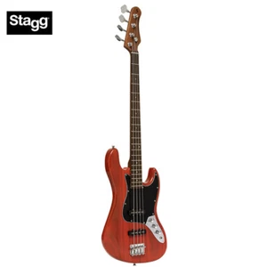 Stagg Standard 4-String Paulownia Jazz Electric Bass Fiesta Red SBJ-30 STF RED - Picture 1 of 4