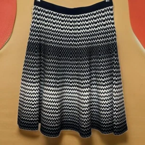 Carmen Marc Valvo Heavy Warm Sweater Argyle Flare Skirt Sz M - Picture 1 of 6