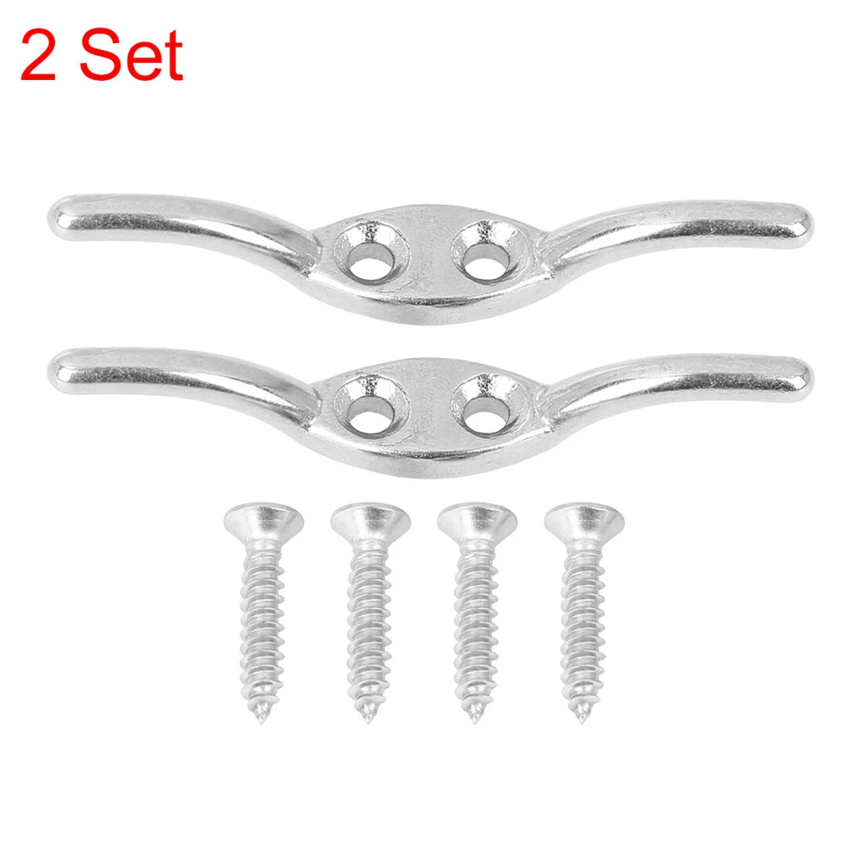 Juego de 2 ganchos de taco de asta de bandera de acero inoxidable 316 con 4 tornillos de montaje Foto 1 de 4