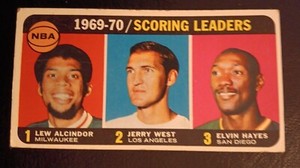 1970-71 Topps basketball- Jerry West, Lew Alcindor, Elvin Hayes- #1 EX