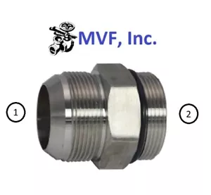 3/4" Male JIC 37° Flare X 1/2" Male ORB Straight Adapter Stainless 6400-12-08-SS - Picture 1 of 3