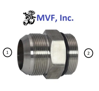 3/4" Male JIC 37° Flare X 1/2" Male ORB Straight Adapter Stainless 6400-12-08-SS - Image 1 of 3