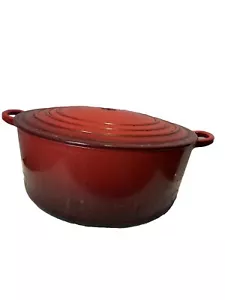 Vintage Le Creuset Cast Iron 3.5 Qt Dutch Oven #22 & Lid Red - Picture 1 of 16