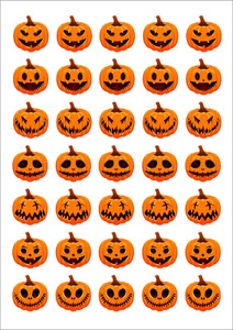 Halloween Kürbis Aufkleber 35/Blatt 37 mm Durchmesser Halloween Etiketten - Bild 1 von 8
