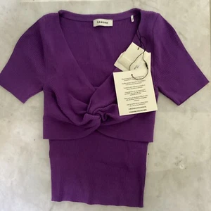 Sandro Tied Cropped Sweater Purple Violet Size 1 NEW - Picture 1 of 3