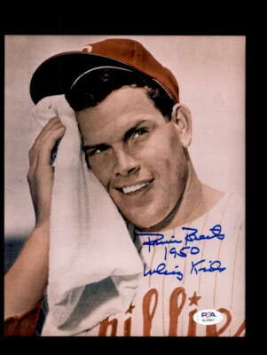 Robin Roberts PSA DNA Signed  8x10 1950 Whiz Kids Photo Autograph Pirates - Image 1 of 3