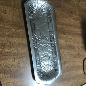 Pewter Tray With Sunflower 6 X 17 - Picture 1 of 8