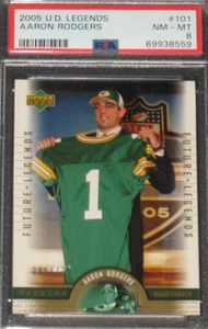 Aaron Rodgers 2005 Upper Deck Legends Rookie #101 (95/725) PSA 8 Green Bay RC - Foto 1 di 3