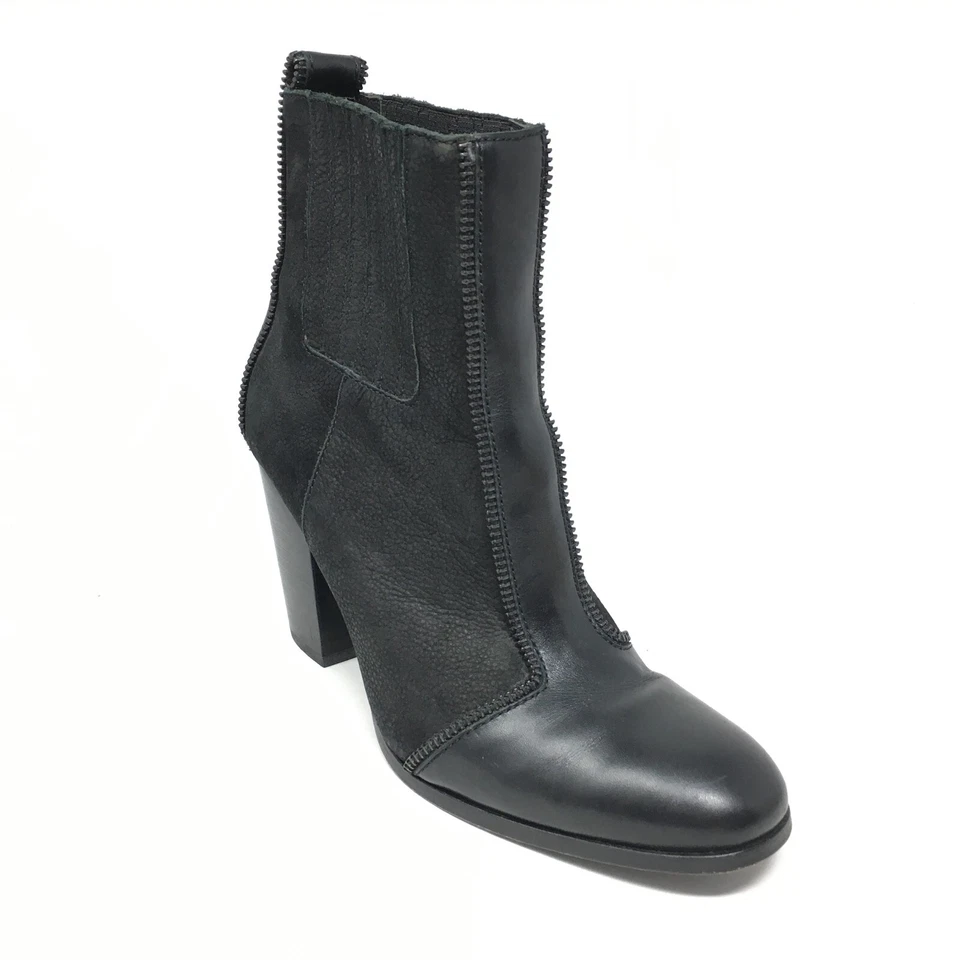Women's Rachel Zoe Pull On Ankle Boots Booties Shoes Size 6.5 Black Leather - Image 1 of 4