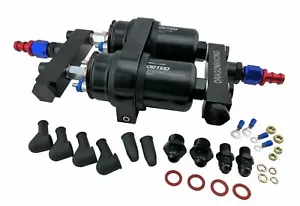 1200HP++ 380LPH EFI HI FLOW FUEL PUMPS & BRACKET KIT + MANIFOLDS 044 BOSCH STYLE - Picture 1 of 2