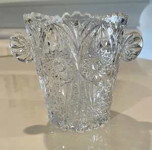 Cubo de hielo de vaso cortado vintage enfriador de vino manijas pequeño champán - Imagen 1 de 11