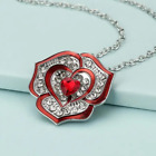 Elegant Red Rose Flower Pendant Necklace