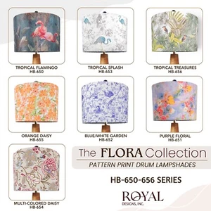 Flora Pattern Print DIY Easy Assembly Drum Lampshades Various Sizes and Styles - Picture 1 of 16