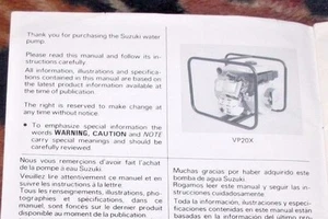 1991 SUZUKI VP20X VP30X OWNER'S MANUAL Water Pump - Picture 1 of 2