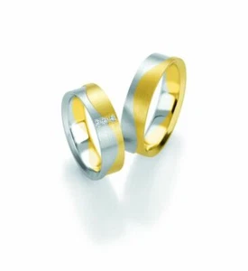 Wedding Rings Breuning Design Collection 5251/5252 IN 585 Gold Bicolor 14 CT - Picture 1 of 2